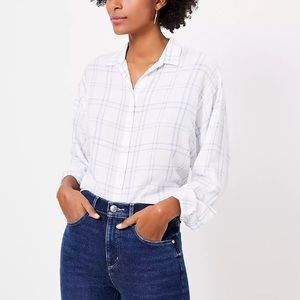LOFT Relaxed Windowpane Shirt
